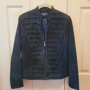 Jones New York Navy Blue Suade Jacket Size 8 Petite